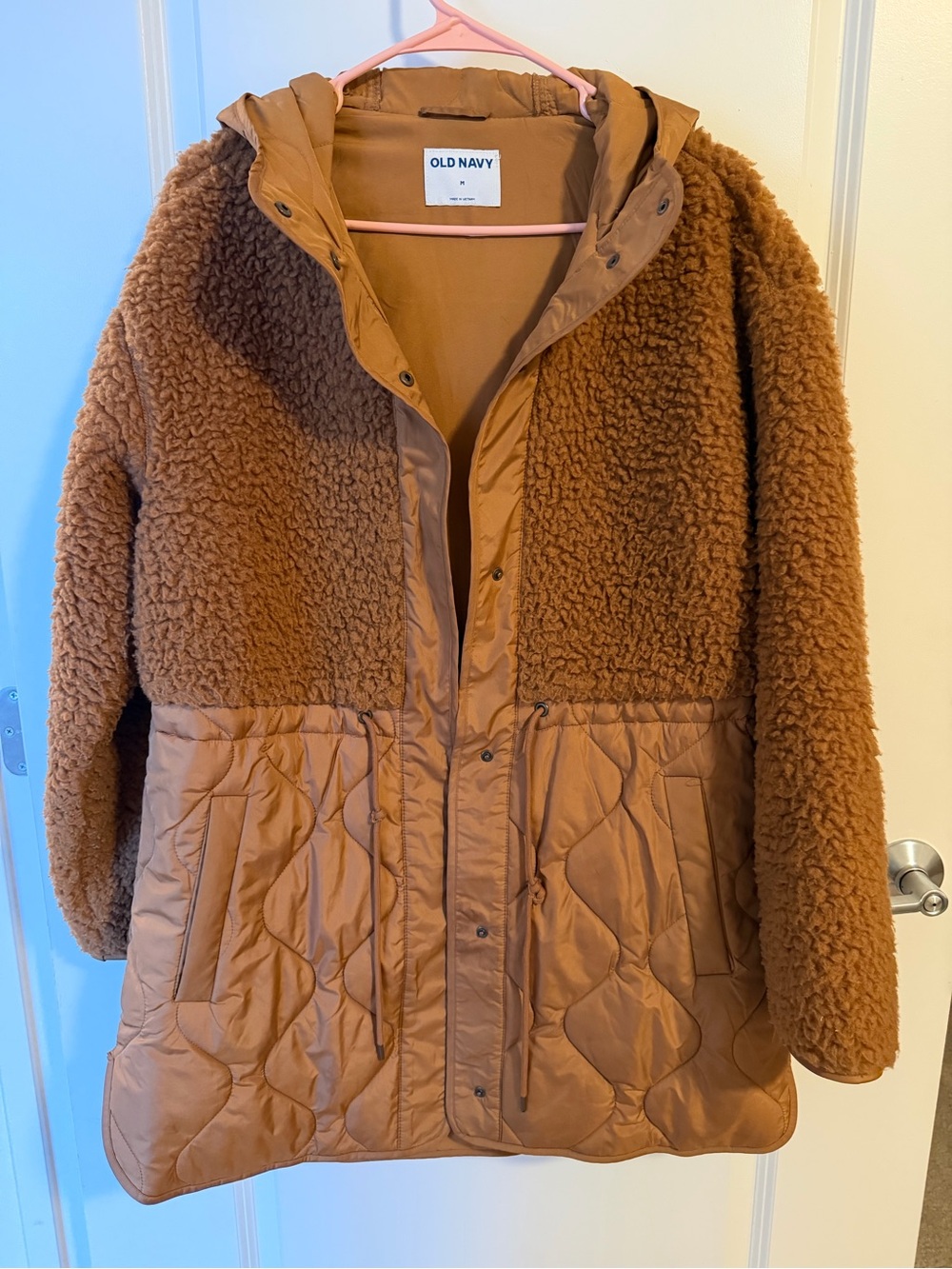 Old Navy Women's Tan Sherpa & Quilted Hooded Coat